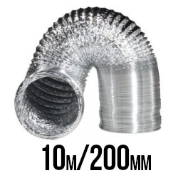 PRZEWÓD WENTYLACYJNY ALUMINIOWY MIĘKKI, ALUFLEKS fi-203mm, 10m, (200), grube i mocne aluminium