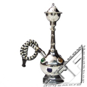 !-SHISHA MINI,  FAJKA WODNA  MOSIĘŻNA, 1 WĄŻ Z DREWNIANYM USTNIKIEM, h-18cm, WĄŻ-MIX KOLORÓW