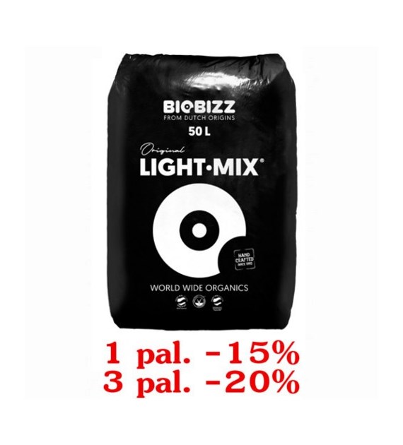 LIGHT-MIX 50L, ZIEMIA KWIATOWA, pH 6.2, EC 1,2.  BIOBIZZ, 1 paleta=65 worków