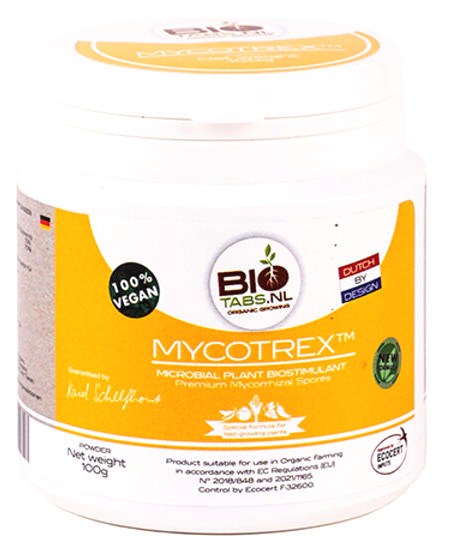 MYCOTREX PROSZEK 100g/0,1kg, ORGANICZNY STYMULATOR  KORZENIA  (ZWIĘKSZENIE DO 700%, MIKORYZA),  BIOTABS