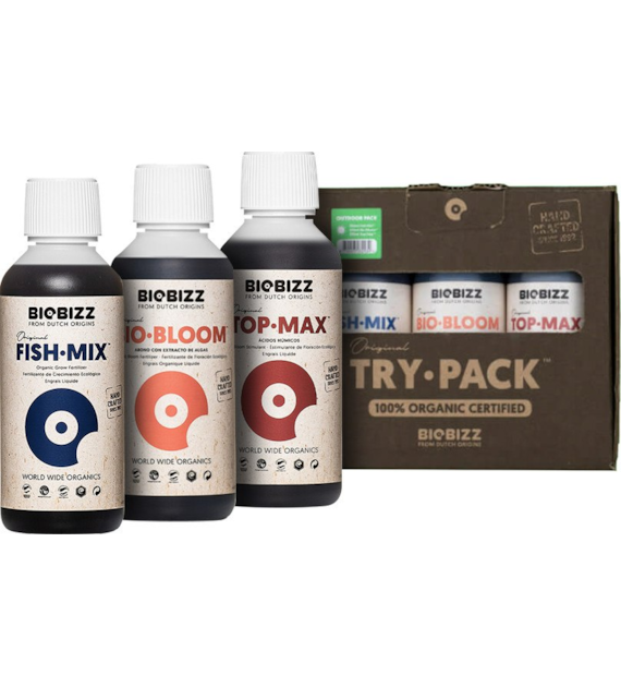TRY-PACK OUTDOOR 3x0.25L/3x250ML, ZESTAW ORGANICZNYCH NAWOZÓW I STYMULATORÓW DO UPRAW OUTDOOR, (FISH-MIX,BIO-BLOOM,TOP-MAX), BIOBIZZ fishmix