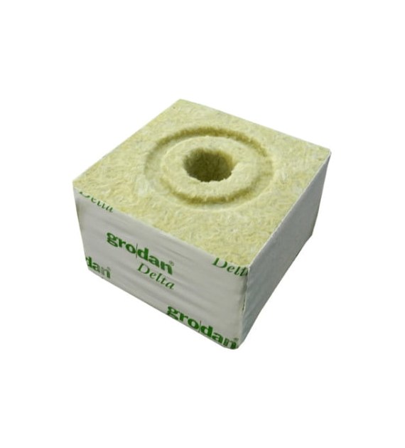 WEŁNA MINERLANA GRODAN 10x10x6,5cm Z OTWOREM fi27/h40mm