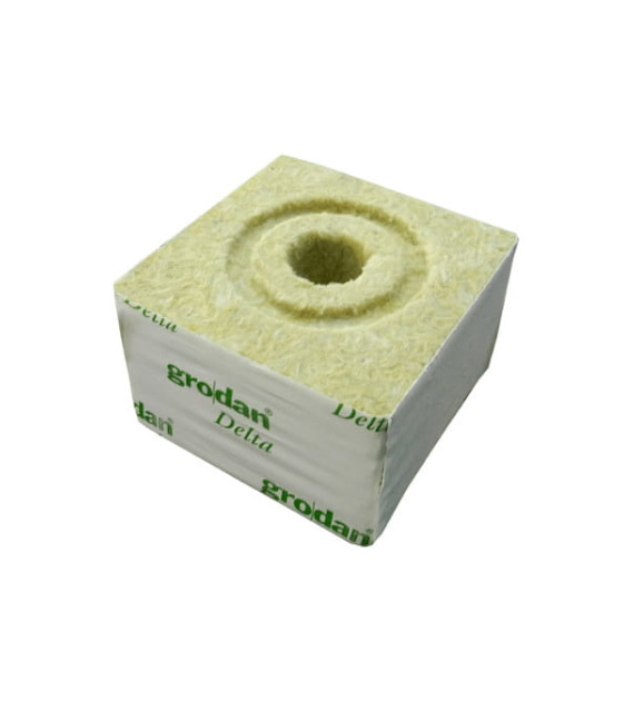 WEŁNA MINERLANA GRODAN 10x10x6,5cm Z OTWOREM fi27/h40mm