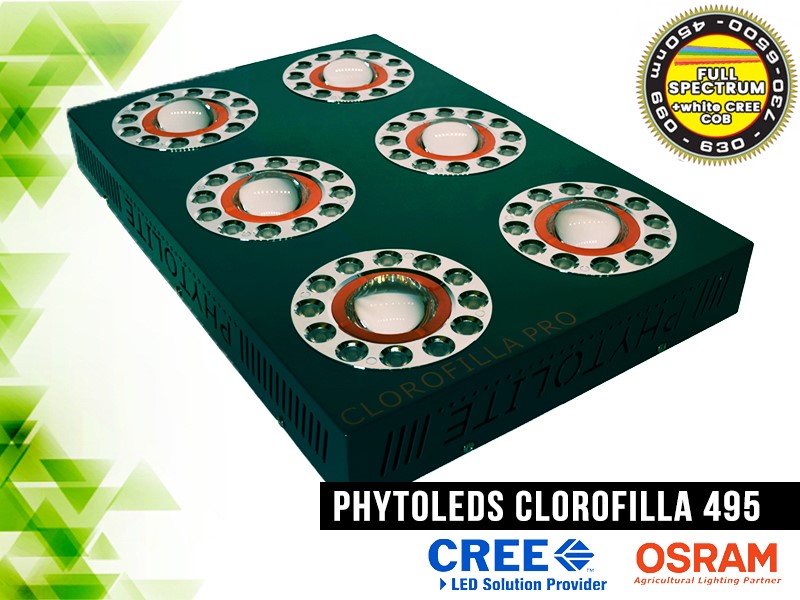 !-LAMPA LED, CLOROFILLA 495W, LED CREE CXB3070 COB +  LED Osram SSL80, do uprawy roślin, Phytolite