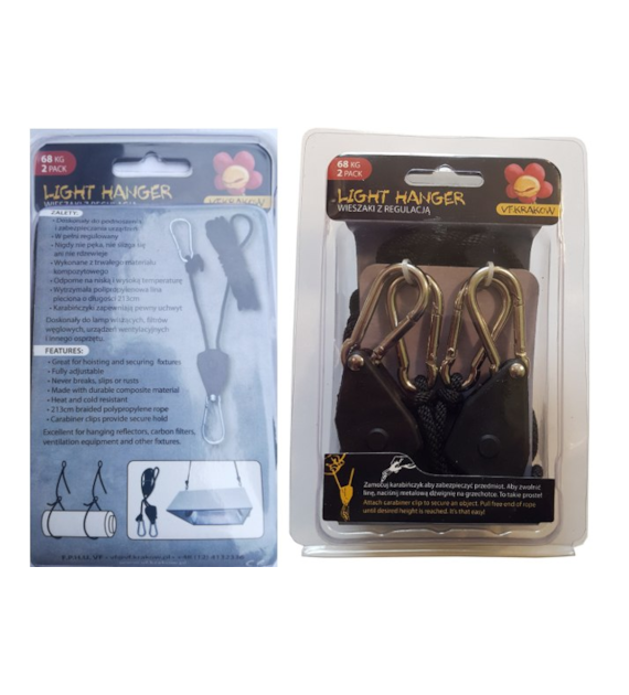 WIESZAKI DO LAMP I FILTRÓW Z REGULACJĄ WYSOKOŚCI, UDŹWIG 68kg, KLP. 2szt, Rope Ratchet, Light Hanger, Pro Hanger, VF.KRAKOW