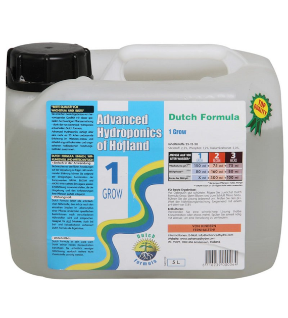 1 GROW  5L, NAWÓZ NA WZROST, DUTCH FORMULA, ADVANCED HYDROPONICS OF HOLLAND (hydro, kokos, ziemia)