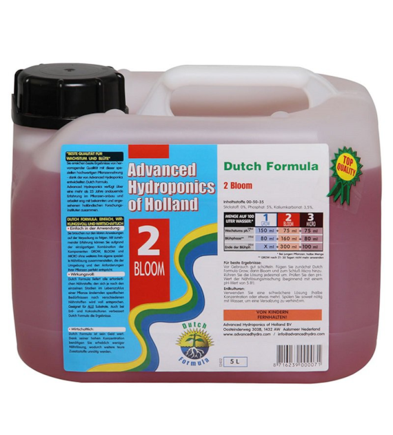 2 BLOOM  5L, NAWÓZ NA KWITNIENIE, DUTCH FORMULA, ADVANCED HYDROPONICS OF HOLLAND (hydro, kokos, ziemia)