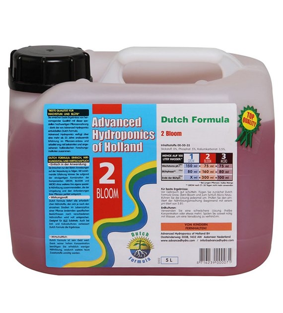 2 BLOOM  5L, NAWÓZ NA KWITNIENIE, DUTCH FORMULA, ADVANCED HYDROPONICS OF HOLLAND (hydro, kokos, ziemia)