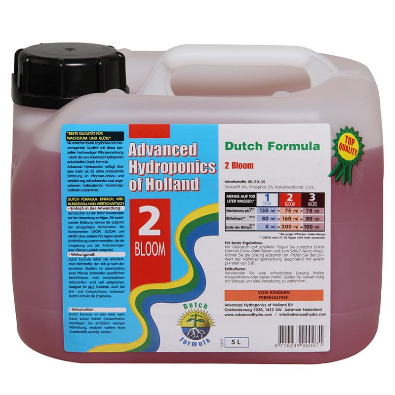 2 BLOOM  5L, NAWÓZ NA KWITNIENIE, DUTCH FORMULA, ADVANCED HYDROPONICS OF HOLLAND (hydro, kokos, ziemia)