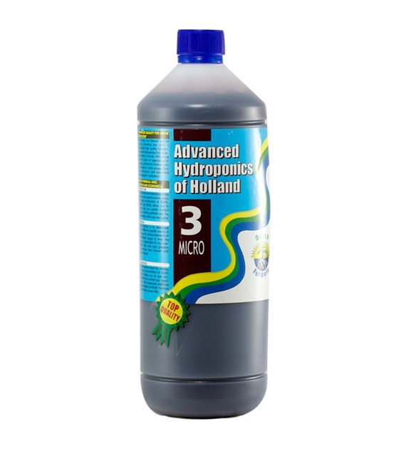 3 MICRO  0,5L/500ML, NAWÓZ UZUPEŁNIAJĄCY (MIKROELEMENTY), DUTCH FORMULA, ADVANCED HYDROPONICS OF HOLLAND (hydro, kokos, ziemia)