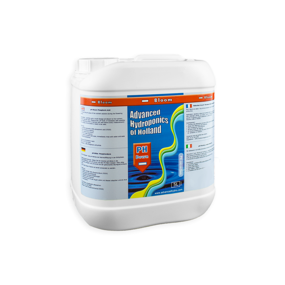 pH DOWN BLOOM  5L, REGULATOR OBNIŻAJĄCY pH NA KWITNIENIE - ADVANCED HYDROPONICS OF HOLLAND