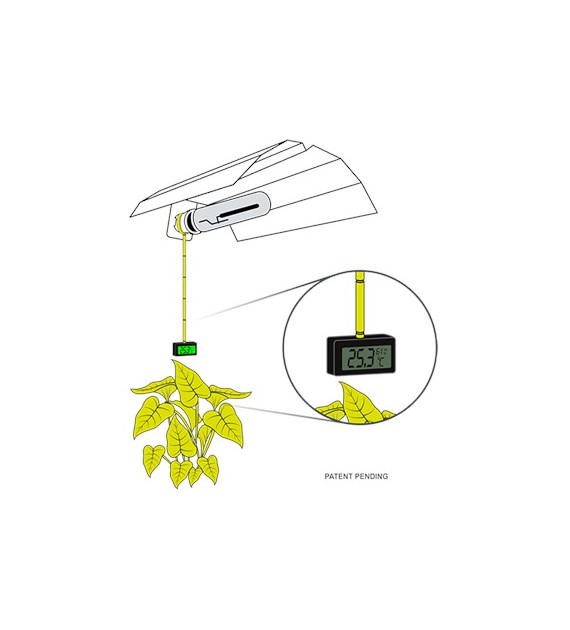 !-TERMOHIGROMETR MEDIPRO Z UCHWYTEM DO GNIAZDA E40 ,  ELEKTRONICZNY, -50/+70°C, 10-99% RH, 47x28x15mm, DŁ. UCHWYTU 10-50cm