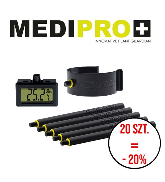 !-TERMOHIGROMETR MEDIPRO Z UCHWYTEM DO GNIAZDA E40 ,  ELEKTRONICZNY, -50/+70°C, 10-99% RH, 47x28x15mm, DŁ. UCHWYTU 10-50cm