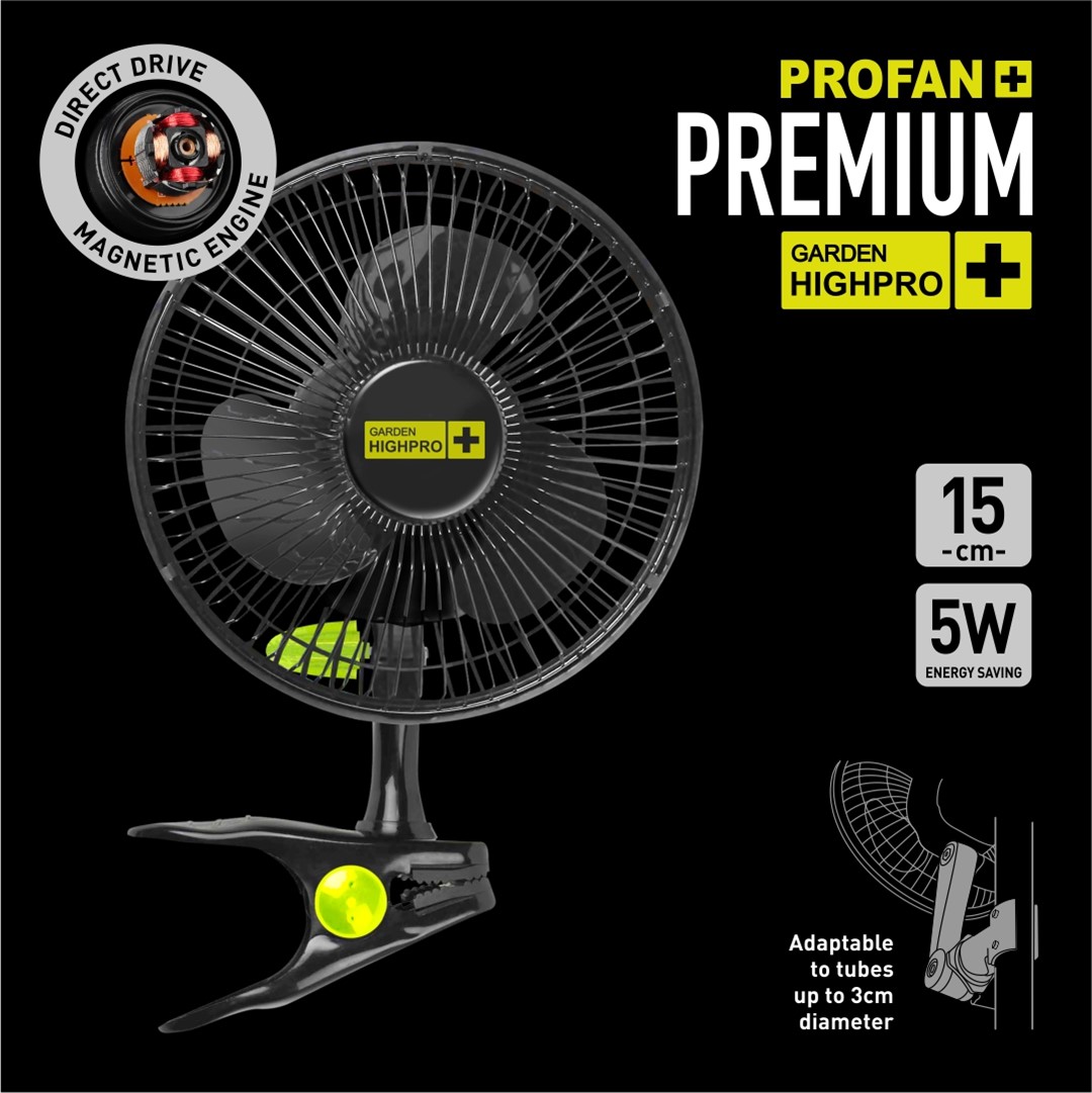 CICHY WENTYLATOR MIESZAJĄCY Z KLIPSEM ORAZ UCHWYTEM NA RURKĘ GROWBOXA - PROFAN, 230V/DC, SILNIK MAGNETYCZNY 5W, fi-15cm