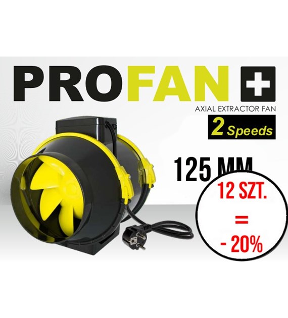 CICHY WENTYLATOR KANAŁOWY Z KABLEM - PROFAN TT, fi125mm, 2-BIEGI 220/280m3/h, 23/37W, dobra jakość