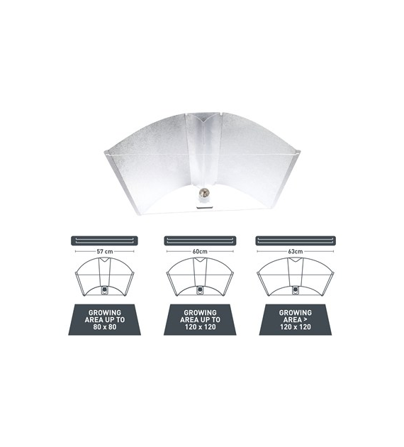 !-ODBŁYŚNIK, REFLEKTOR ALUMINIOWY + SPREADER - WINGS PEARLPRO XL, 55x(60-66)xh15cm, 97% odbijalności, REGULOWANY, Z GNIAZDEM E40 i PUSZKĄ MONTAŻOWĄ, Pearl Technology
