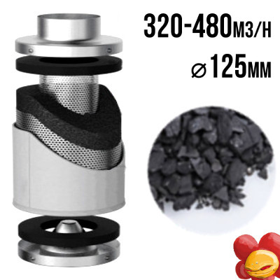 FILTR WĘGLOWY PRO-ECO VF, fi125mm, 320-480m3/h, h30cm, węgiel 2,85kg