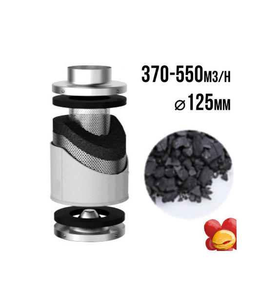 FILTR WĘGLOWY PRO-ECO VF, fi125mm, 370-550m3/h, h40cm, węgiel 3,6kg