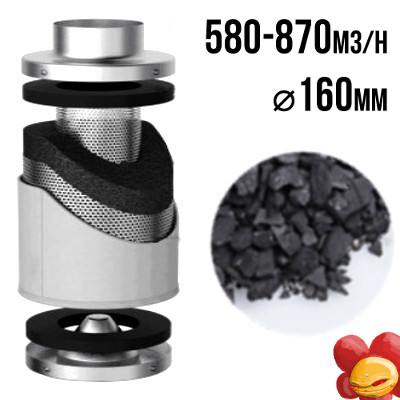 FILTR WĘGLOWY PRO-ECO VF, fi160mm, 580-870m3/h, h60cm, węgiel 6,8kg