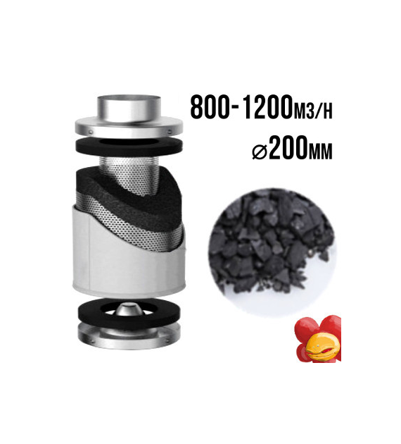 FILTR WĘGLOWY PRO-ECO VF, fi200mm, 800-1200m3/h, h50cm, węgiel 7,3kg