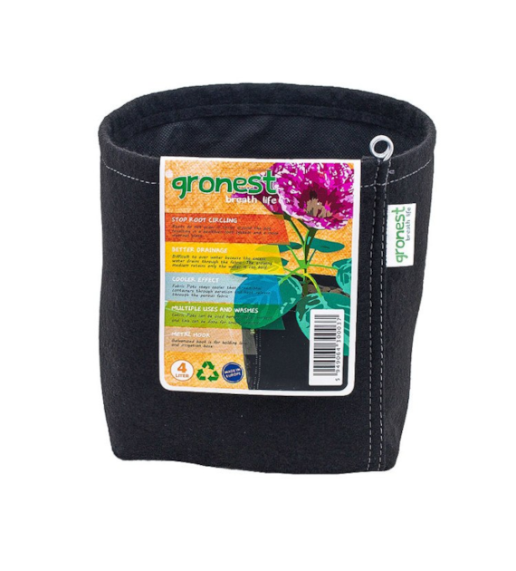 GRONEST 8L - ODDYCHAJĄCA,  DWUWARSTWOWA, KWADRATOWA DONICZKA MATERIAŁOWA 19x19xh21cm, Z UCHWYTAMI, odpowiednik Smart Pot, Growbag