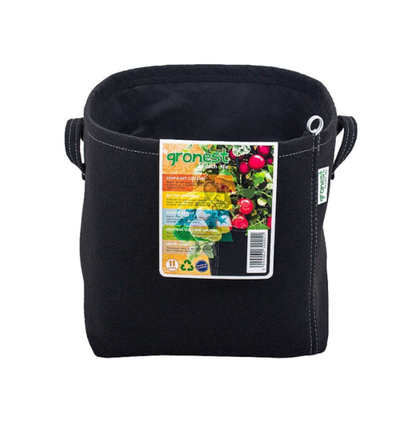 GRONEST 15L - ODDYCHAJĄCA,  DWUWARSTWOWA, KWADRATOWA DONICZKA MATERIAŁOWA 24,5x24,5xh25cm, Z UCHWYTAMI, odpowiednik Smart Pot, Growbag