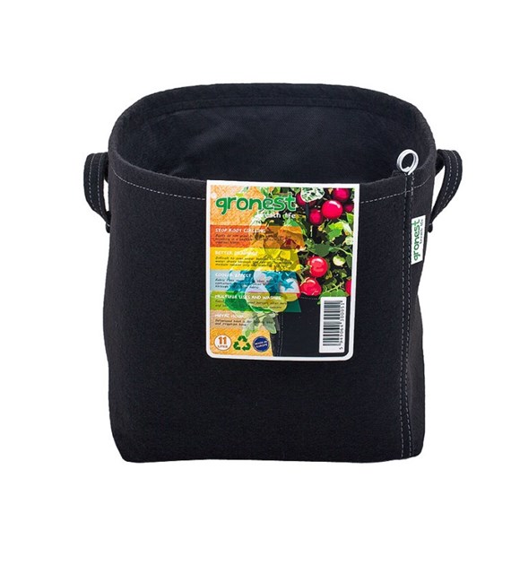 GRONEST 19L - ODDYCHAJĄCA,  DWUWARSTWOWA, KWADRATOWA DONICZKA MATERIAŁOWA 26,5x26,5xh27cm, Z UCHWYTAMI, odpowiednik Smart Pot, Growbag