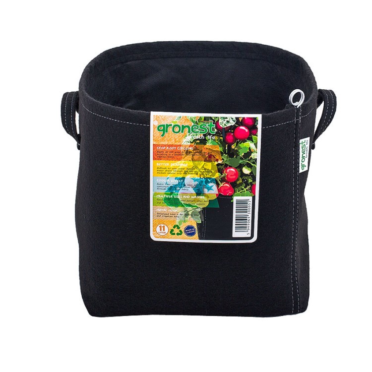 GRONEST 19L - ODDYCHAJĄCA,  DWUWARSTWOWA, KWADRATOWA DONICZKA MATERIAŁOWA 26,5x26,5xh27cm, Z UCHWYTAMI, odpowiednik Smart Pot, Growbag