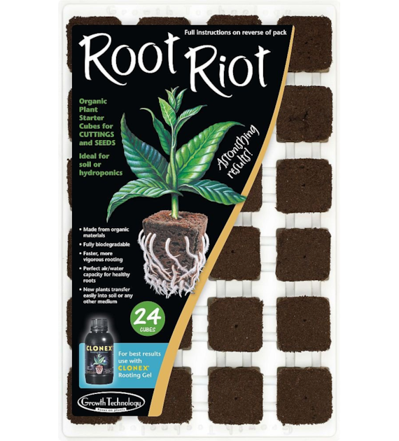 ROOT RIOT, TACA DO WYSIEWU + NASĄCZONE KOSTKI 24szt. - GROWTH TECHNOLOGY, wym. 20x30cm