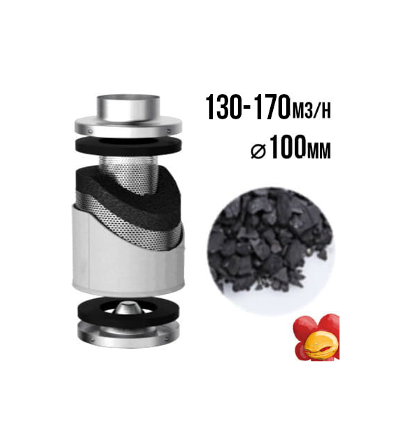 FILTR WĘGLOWY PRO-ECO VF, fi100mm, 130-170m3/h, h15cm, węgiel 1,35kg