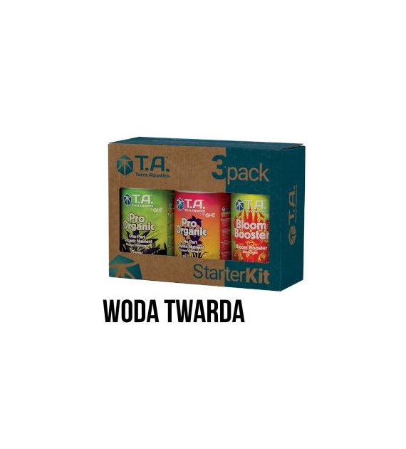 3PACK STARTER KIT, PRO ORGANIC, 3x0.5L/3x500ML, ORGANICZNY ZESTAW NAWOZÓW I STYMULATORÓW DO WODY TWARDEJ + GRATIS, TERRA AQUATICA - GHE