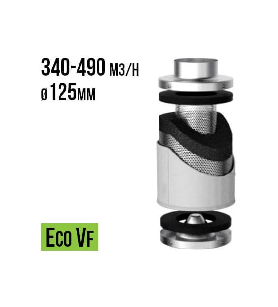 FILTR WĘGLOWY VF-ECO, fi125mm, 340-490m3/h, h40cm, węgiel 3,7kg