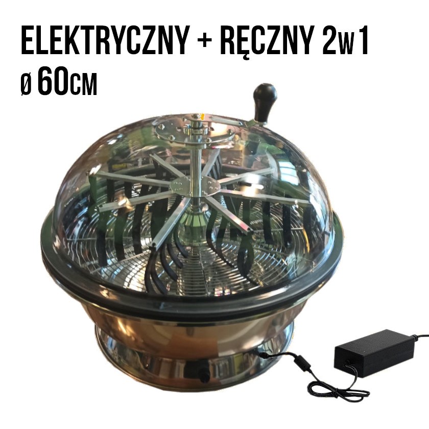 DUŻY ELEKTRYCZNY TRYMER DO LIŚCI - VF 24  / 60cm - VF, Z REGULACJĄ OBROTÓW + RĘCZNY 2w1 , PRZEZROCZYSTA POKRYWA, fi-60cm, h50cm