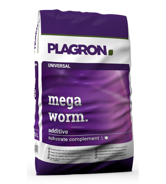MEGA WORM 25L, HUMUS KOPROLITOWY STYMULUJĄCY FLORĘ GLEBY, PLAGRON, mikoryza, trichoderma, 1 paleta=70 worków
