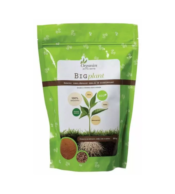 BIG PLANT 500g - ORGANICZNY NAWÓZ NA WZROST I KWITNIENIE W PROSZKU, Z ODCHODÓW LARW MĄCZNIKA, STYMYLUJE WZROST KORZENIA ORAZ UKŁAD ODPORNOŚCIOWY, ORGANICS NUTRIENTS