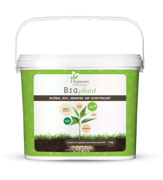 BIG PLANT 3KG - ORGANICZNY NAWÓZ NA WZROST I KWITNIENIE W PROSZKU, Z ODCHODÓW LARW MĄCZNIKA, STYMYLUJE WZROST KORZENIA ORAZ UKŁAD ODPORNOŚCIOWY, ORGANICS NUTRIENTS