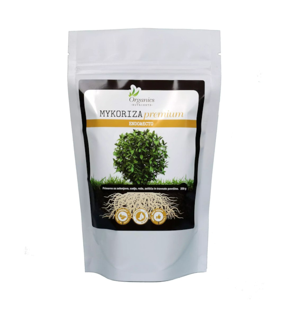 MYKORIZA PREMIUM 250g -  MIKORYZA (18 grzybów), TRICHODERMA (5 gatunków), BAKTERIE I MIKROORGANIZMY W PROSZKU, 400% WIĘKSZY KORZEŃ, ORGANICS NUTRIENTS, mykoryza