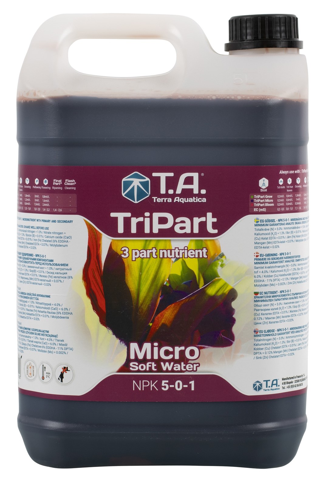 TRI  PART  MICRO SOFT -  FLORA MICRO,  5L, NAWÓZ UZUPEŁNIAJĄCY DO WODY MIĘKKIEJ, TERRA AQUATICA - GHE