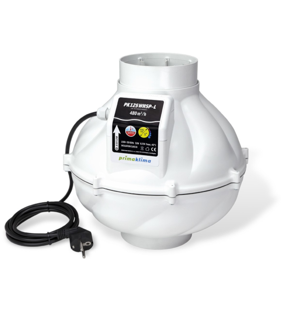SUPER CICHY WENTYLATOR PROMIENIOWY - WHISPER BLOWER, fi-125mm, 480m3/h, ULEPSZONY MODEL PRIMA KLIMA