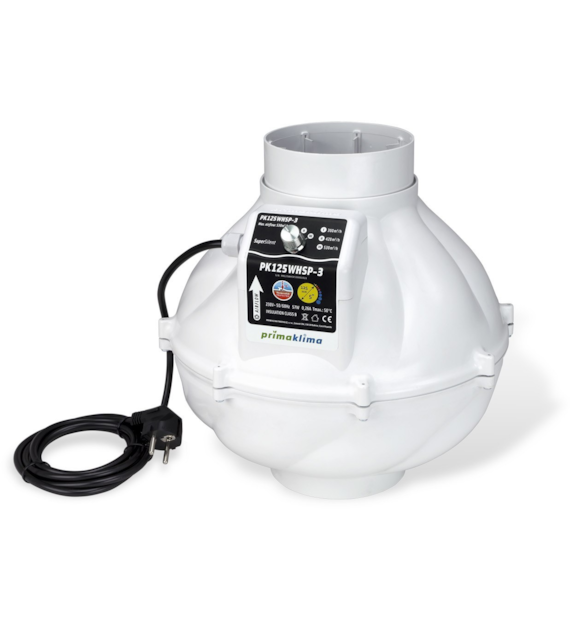SUPER CICHY WENTYLATOR PROMIENIOWY - WHISPER BLOWER, fi-125mm, TRZY BIEGI 300/420/530m3/h, ULEPSZONY MODEL PRIMA KLIMA