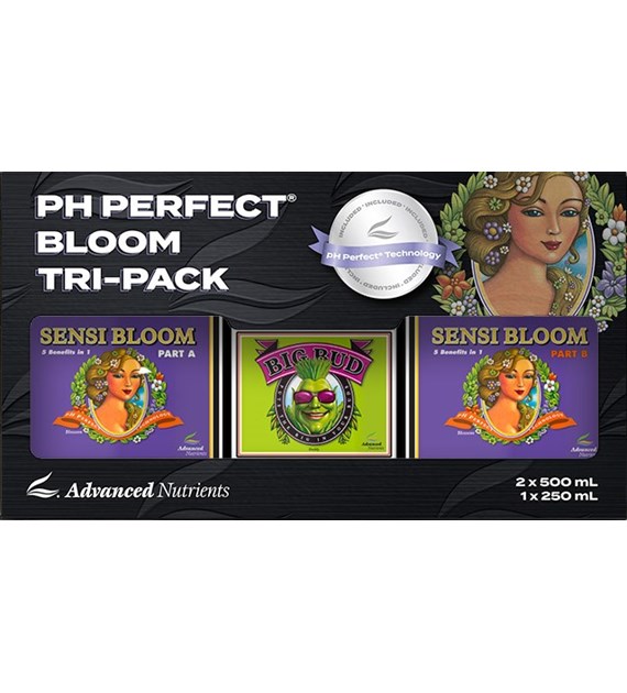 PH PERFECT BLOOM TRI-PACK, ZESTAW NAWOZÓW SENSI BLOOM AB 500ML + STYMULATOR BIG BUD 250ML NA FAZĘ KWITNIENIA (gleba, hydro, kokos), ADVANCED NUTRIENTS