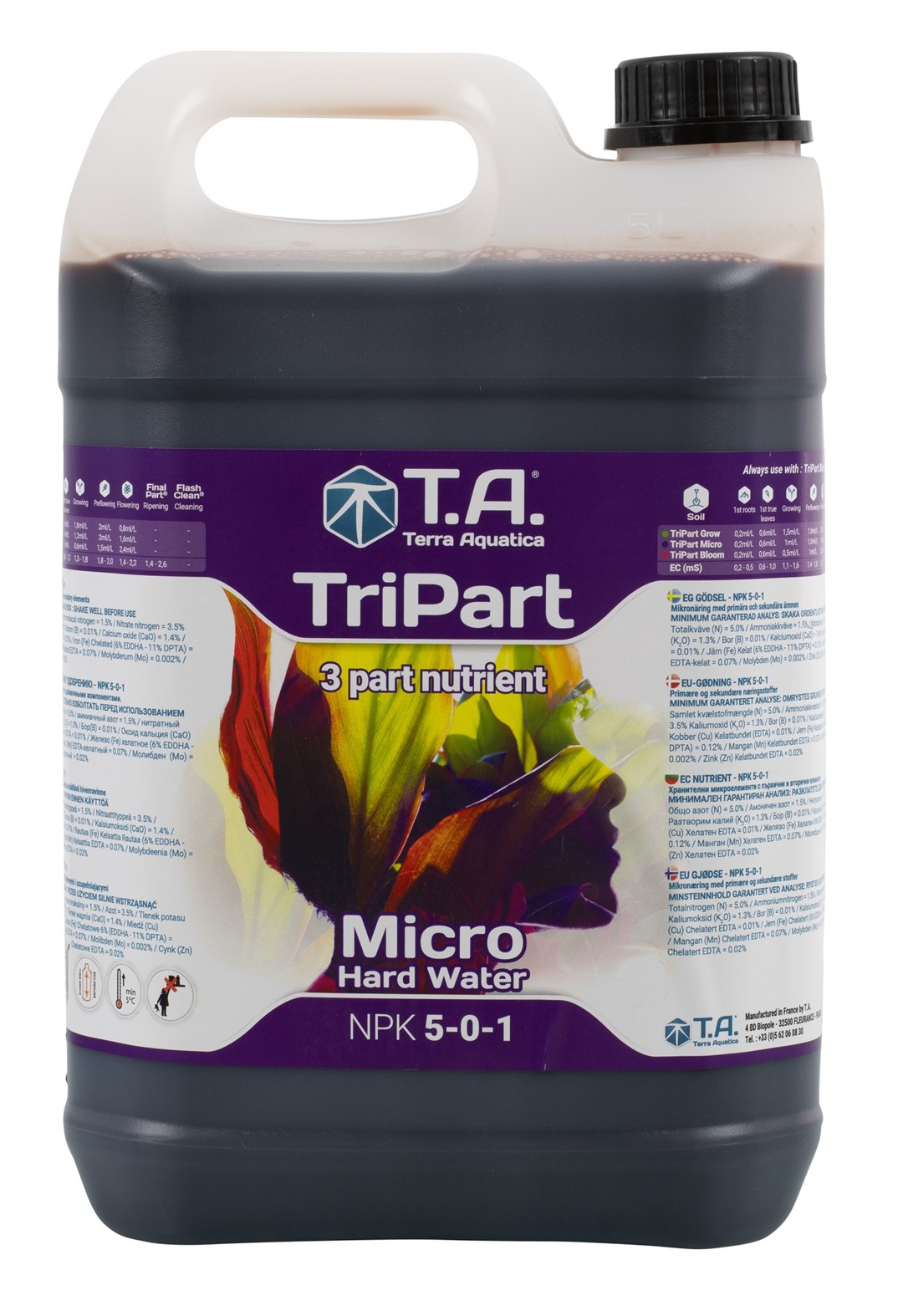 TRI PART MICRO HARD, FLORA MICRO,  5L, NAWÓZ UZUPEŁNIAJĄCY DO WODY TWARDEJ, TERRA AQUATICA - GHE