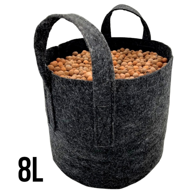 Round Pot 8L - ODDYCHAJĄCA, OKRĄGŁA, MOCNA DONICZKA MATERIAŁOWA h21cm fi21cm, Z UCHWYTAMI, odpowiednik Hempot, Gronest, Smart Pot, Growbag-  VF.KRAKOW