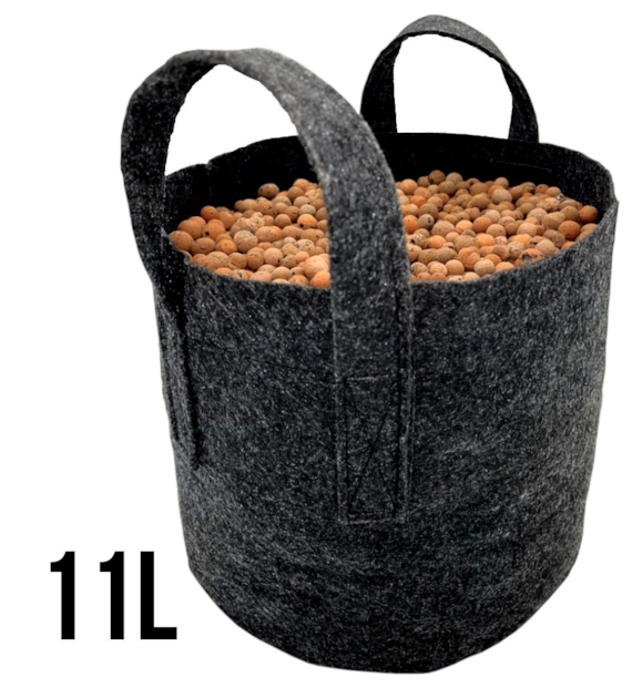 Round Pot 11L - ODDYCHAJĄCA, OKRĄGŁA, MOCNA DONICZKA MATERIAŁOWA h21cm fi25cm, Z UCHWYTAMI, odpowiednik Hempot, Gronest, Smart Pot, Growbag-  VF.KRAKOW