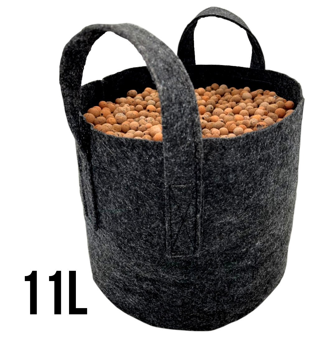 Round Pot 11L - ODDYCHAJĄCA, OKRĄGŁA, MOCNA DONICZKA MATERIAŁOWA h21cm fi25cm, Z UCHWYTAMI, odpowiednik Hempot, Gronest, Smart Pot, Growbag-  VF.KRAKOW