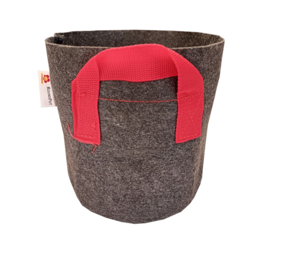 Round Pot 11L - ODDYCHAJĄCA, OKRĄGŁA, MOCNA DONICZKA MATERIAŁOWA h21cm fi25cm, Z UCHWYTAMI, odpowiednik Hempot, Gronest, Smart Pot, Growbag-  VF.KRAKOW