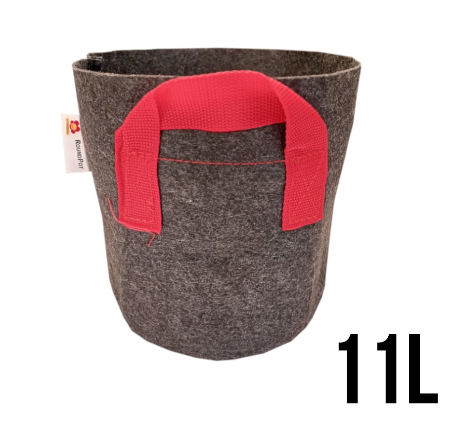 Round Pot 11L - ODDYCHAJĄCA, OKRĄGŁA, MOCNA DONICZKA MATERIAŁOWA h21cm fi25cm, Z UCHWYTAMI, odpowiednik Hempot, Gronest, Smart Pot, Growbag-  VF.KRAKOW