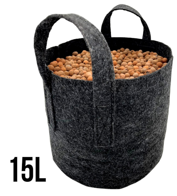 Round Pot 15L -  ODDYCHAJĄCA, OKRĄGŁA, MOCNA DONICZKA MATERIAŁOWA h25cm fi28cm, Z UCHWYTAMI, odpowiednik Hempot, Gronest, Smart Pot, Growbag-  VF.KRAKOW