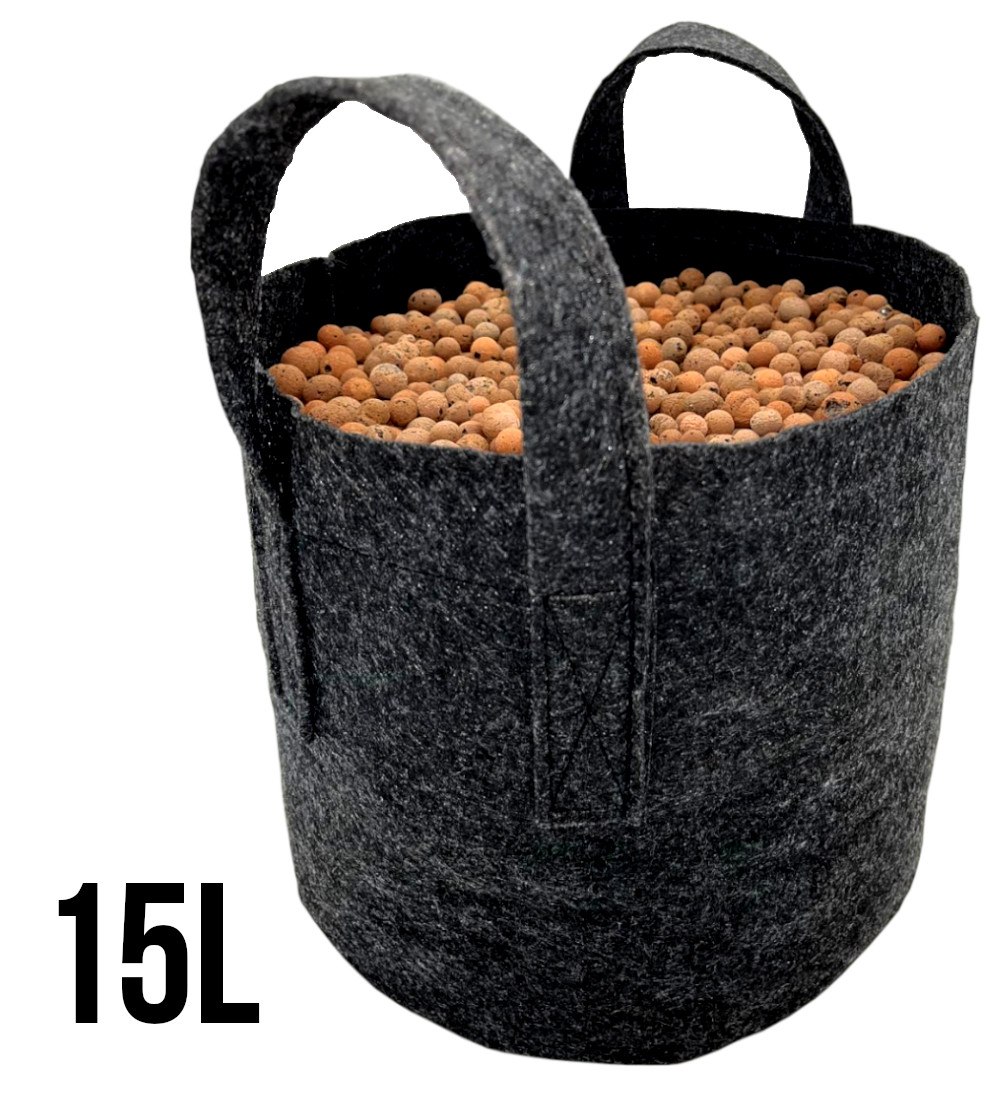Round Pot 15L -  ODDYCHAJĄCA, OKRĄGŁA, MOCNA DONICZKA MATERIAŁOWA h25cm fi28cm, Z UCHWYTAMI, odpowiednik Hempot, Gronest, Smart Pot, Growbag-  VF.KRAKOW