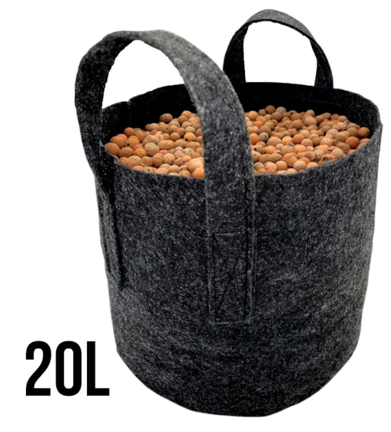 Round Pot 20L -  ODDYCHAJĄCA, OKRĄGŁA, MOCNA DONICZKA MATERIAŁOWA h25cm fi31cm, Z UCHWYTAMI, odpowiednik Hempot, Gronest, Smart Pot, Growbag-  VF.KRAKOW